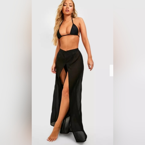 BooHoo Essentials Split Leg Beach Pants - Picture 2 of 9